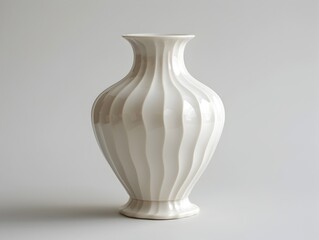 Classic White Ceramic Vase with Detailed Texture for Floral Product Presentation
