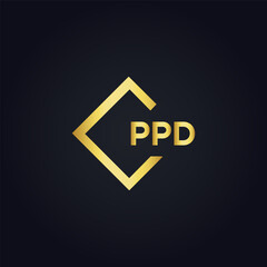 PPD logo. P P D design. White PPD letter. PPD, P P D letter logo design. P P D letter logo design in GOLD, GOLDEN LOGO, THREE, style. letter logo set in one artboard. P P D letter logo vector design.