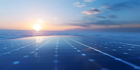 Interconnected solar panels floating in sky creating a dreamlike wondrous atmosphere. Concept Solar Energy, Innovation, Futuristic Technology, Renewable Resources, Eco-friendly Solutions