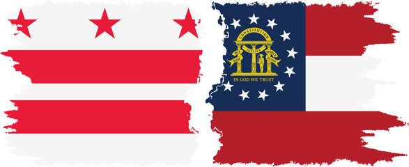 Georgia and District of Columbia USA - Washington, D.C. grunge brush flags connection vector