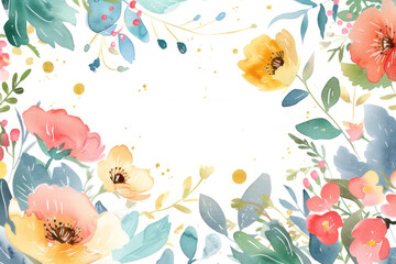 Happy Mother Day card template with pastel watercolor flowers.