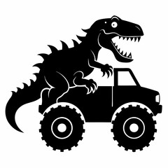 inosaur Monster Truck silhouette vector
