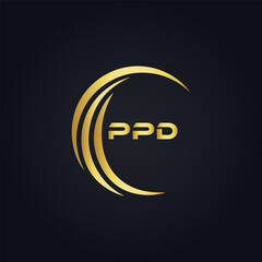 PPD logo. P P D design. White PPD letter. PPD, P P D letter logo design. P P D letter logo design in GOLD, GOLDEN LOGO, THREE, style. letter logo set in one artboard. P P D letter logo vector design.