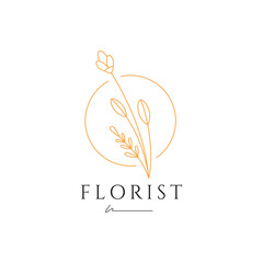 minimalist flower beauty logo design vector