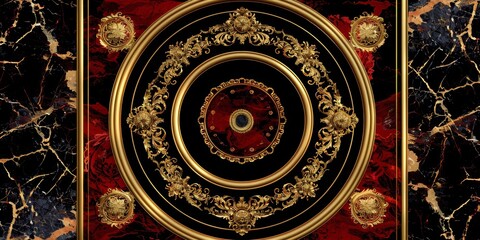 Fototapeta premium Ornate Baroque Barocco Marble Ceiling Design with Intricate Non-Linear Accents Depicting Classic Elegance and Architectural Beauty