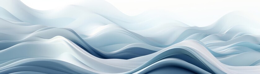 Fototapeta premium A soothing abstract illustration with waves of soft grays and blues, evoking the calm of a foggy morning