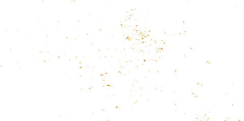 Abstract doted and confetti golden glitter and dust particles splatter on transparent background. Dust golden grunge background. Vector illustration.