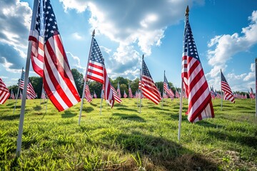 American flags waving at local celebration