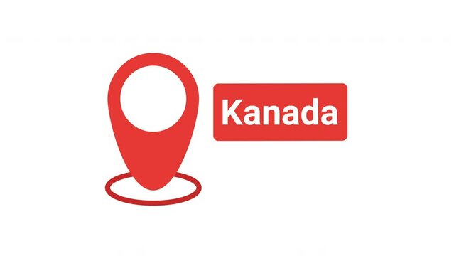 Location pin for kanada on an animated map with transparent background