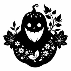 Halloween ghost,halloween pumpking,Ghost Coffee Pumpkin Floral Halloween vector,