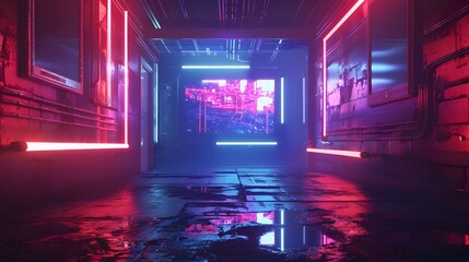 A digital artist's studio with drawing tablets and vibrant art on the walls
