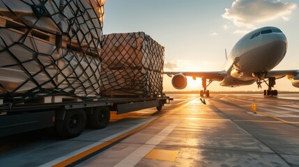 Air freight operations, highlighting rapid cargo management, efficient logistics network, and swift delivery solutions with modern technology