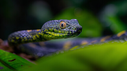 Obraz premium Close-Up of a Colorful Snake in Its Natural Habitat in the Wild
