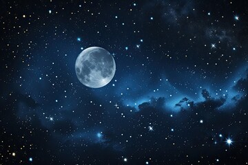 a full moon and stars in the sky, Starry night sky with constellations and moon