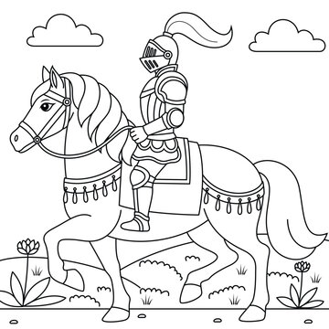 recommend clip art: Knight Riding Horse outline coloring page