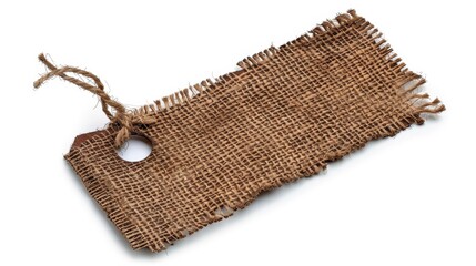 Tag, collage, texture, brown and beige colors, on the tag, isolated white background