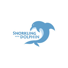 cute dolphin logo icon flat vector design.