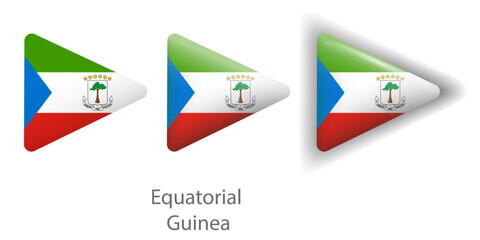 Equatorial Guinea flag vector icons set in the shape of rounded triangle