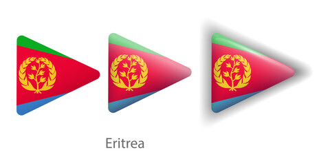 Eritrea flag vector icons set in the shape of rounded triangle