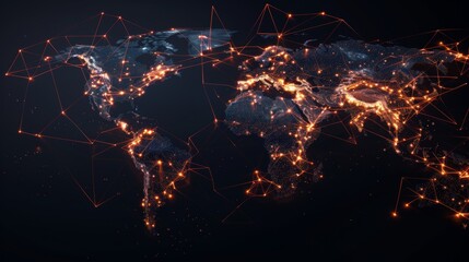 Global distribution map, representing the spread and allocation of goods worldwide, a complex network of delivery routes