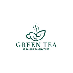 logo drink, green tea with leaf as cup