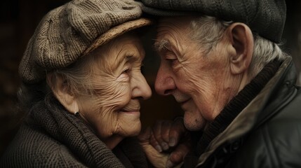 Fototapeta premium Close-up of an elderly couple sharing a loving gaze