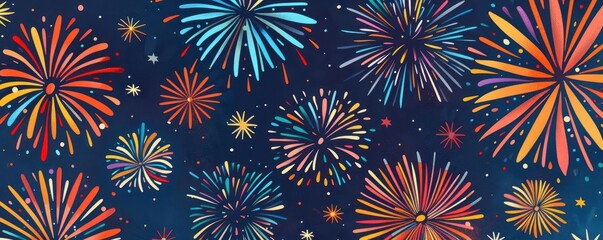 Festive fireworks, blessing the new year, flat design illustration