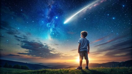 child looking at the starry sky
