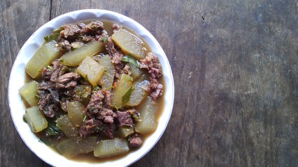 Gac curry with meat, food, water, eat, cup