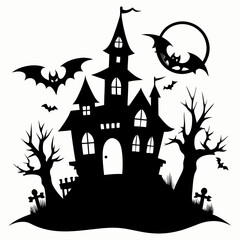 haunted house black vector silhouette