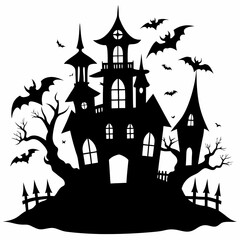 haunted house black vector silhouette