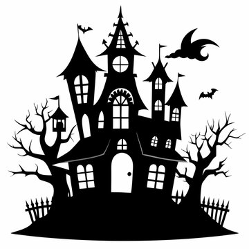 recommend clip art: haunted house black vector silhouette