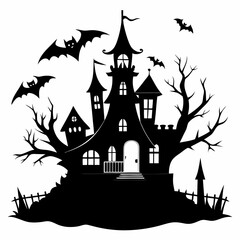 haunted house black vector silhouette