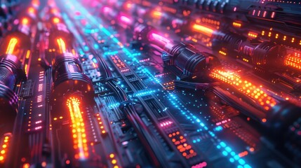 Obraz premium Abstract Futuristic Cyberpunk Technology Background