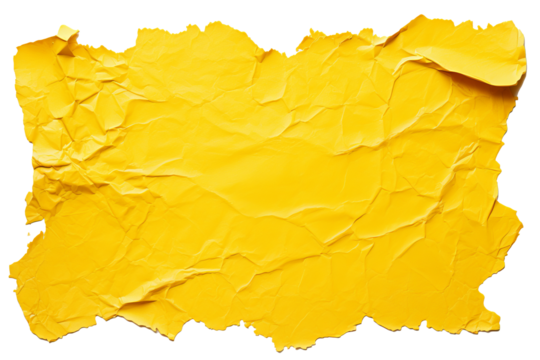 Yellow cardboard paper torn edge isolated on white background, high-resolution PNG for creative design projects, crafting, and collage making