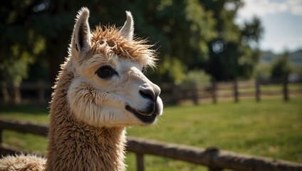 Obraz premium A children's poem about a mischievous llama's adventures on a farm ai_generated