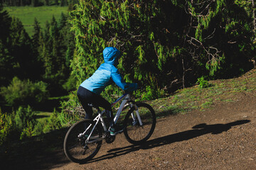 Riding mountain bike in the beautiful mountains