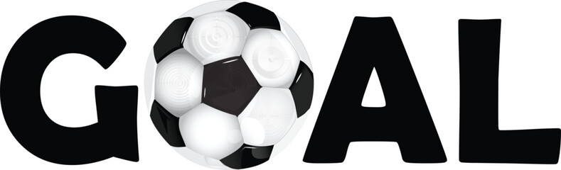 Goal Word and O Letter Like Soccer Football Ball with Green Background