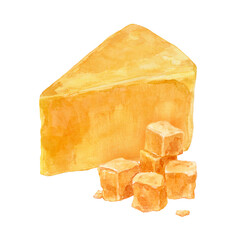 おいしいチェダーチーズの水彩イラスト
