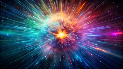 Abstract illustration of a supernova remnant with vibrant colors and glowing particles.