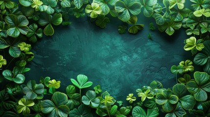 St. Patrick's Day Banner with Shamrock Leaves