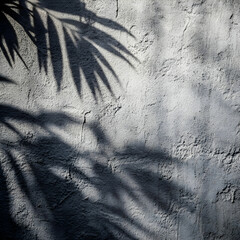 Leaf branch with shadow close up
