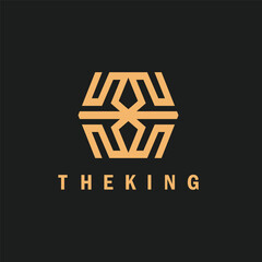 hexagon royal crown logo icon vector concept design template