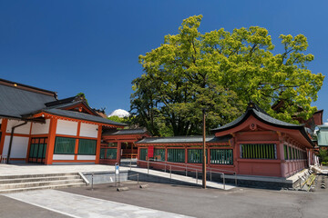 Obraz premium Fujisan Hongu Sengen Shrine with mount Fuji, Fujimomiya