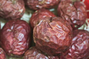 Passion fruit in very close-up on a shop stall