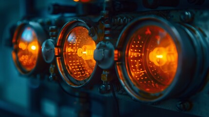 X-ray machine indicator lights, close-up.