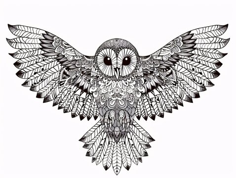 Line art owl coloring page