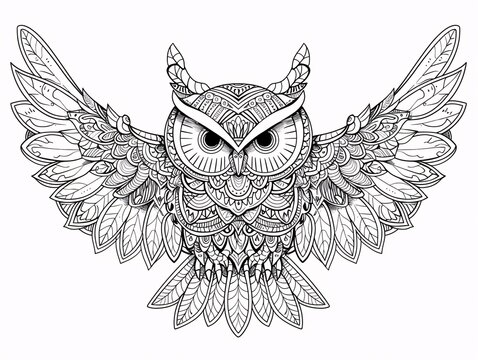 Line art owl coloring page