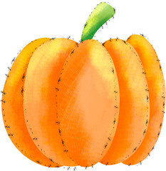 pumpkin watercolor patching painting line art style isolated on white or transparent background,transparency