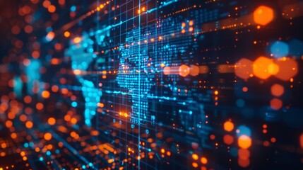 Obraz premium A digital representation of a circuit board with glowing elements, highlighting the global connectivity and importance of cybersecurity in protecting digital information and infrastructure.